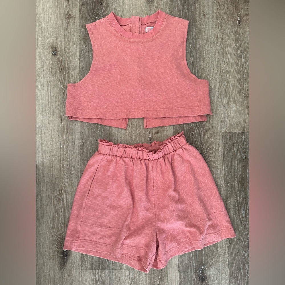 Free People High Waist Pink Shorts AND top Relaxed Fit